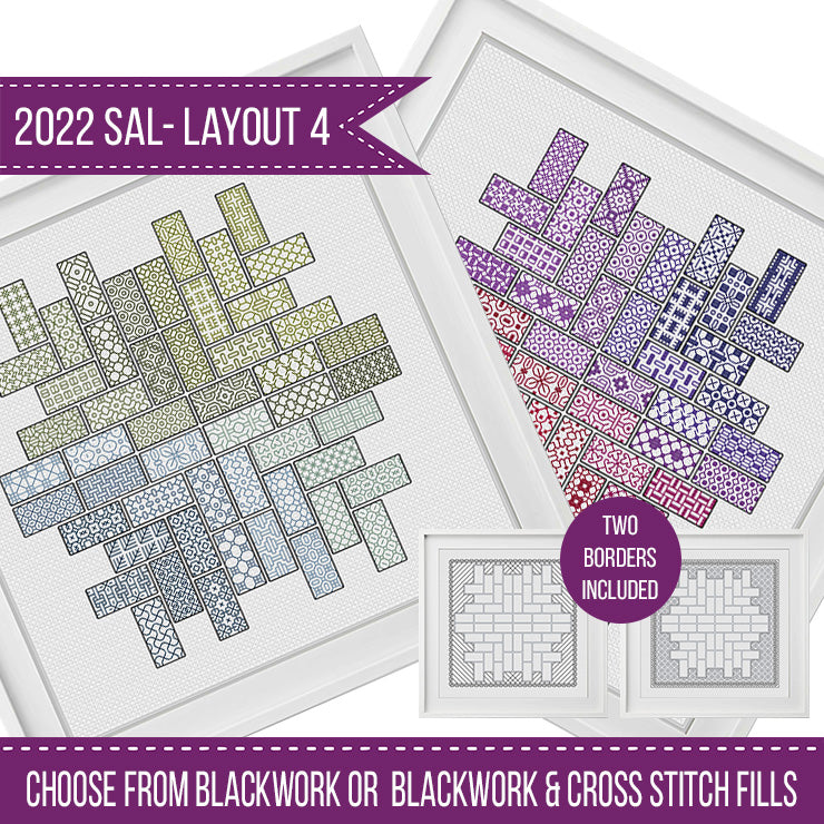 2022 Blackwork SAL - Layout 4 - Blackwork Patterns & Cross Stitch by Peppermint Purple