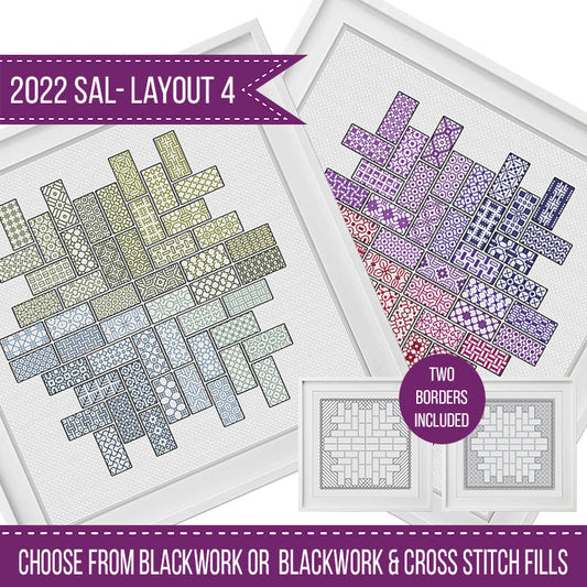 2022 Blackwork SAL - Layout 4 - Blackwork Patterns & Cross Stitch by Peppermint Purple