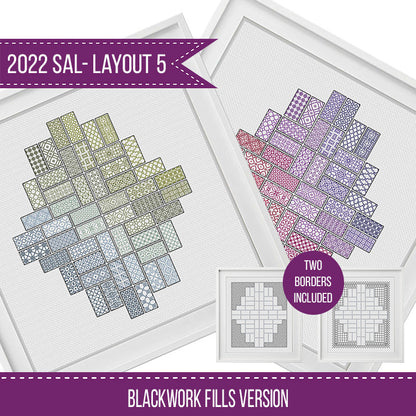 2022 Blackwork SAL - Layout 5 - Blackwork Patterns & Cross Stitch by Peppermint Purple