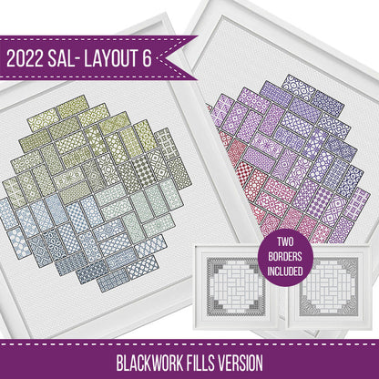 2022 Blackwork SAL - Layout 6 - Blackwork Patterns & Cross Stitch by Peppermint Purple