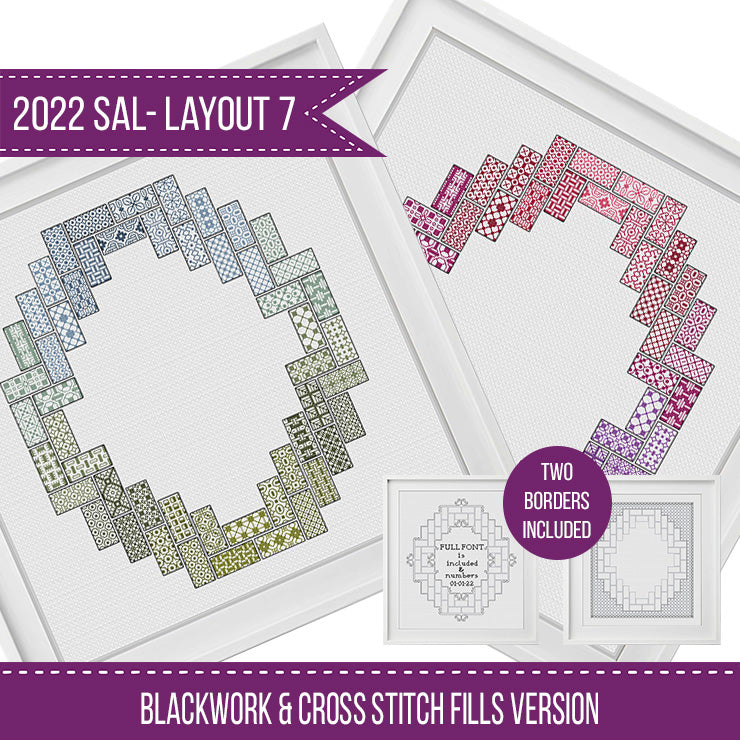 2022 Blackwork SAL - Layout 7 - Blackwork Patterns & Cross Stitch by Peppermint Purple