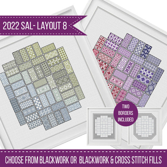 2022 Blackwork SAL - Layout 8 - Blackwork Patterns & Cross Stitch by Peppermint Purple