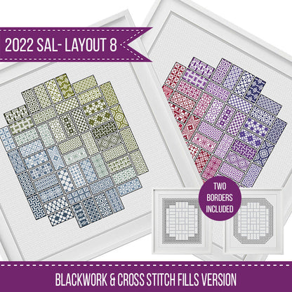 2022 Blackwork SAL - Layout 8 - Blackwork Patterns & Cross Stitch by Peppermint Purple