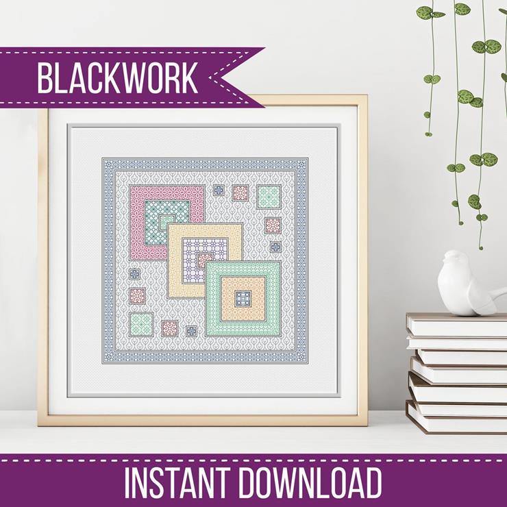 3 Squares Blackwork - Blackwork Patterns & Cross Stitch by Peppermint Purple