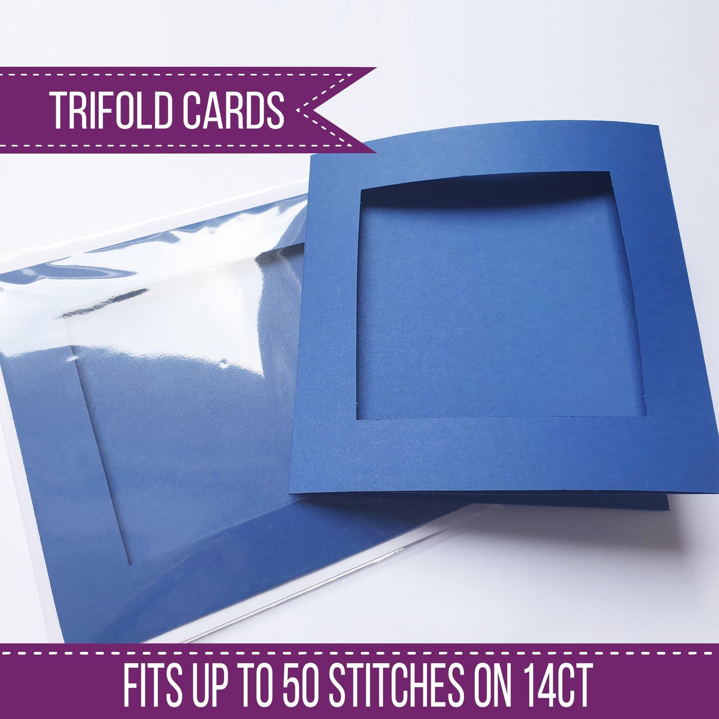 3 x Trifold Aperture Cards - Blackwork Patterns & Cross Stitch by Peppermint Purple