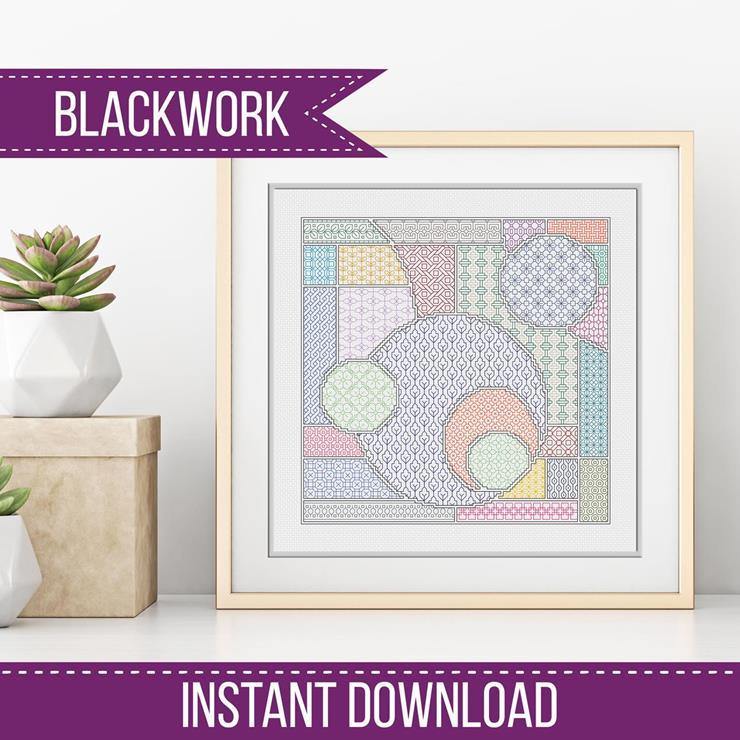 Abstract Geometric Blackwork - Blackwork Patterns & Cross Stitch by Peppermint Purple