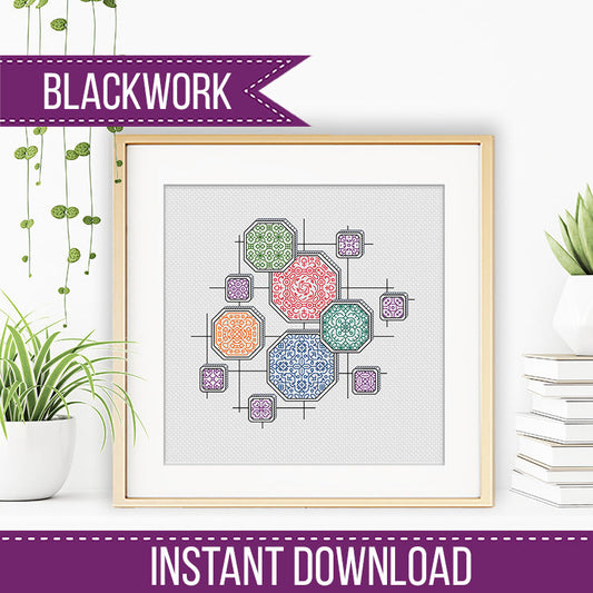 Abstract Octagons Blackwork - Blackwork Patterns & Cross Stitch by Peppermint Purple