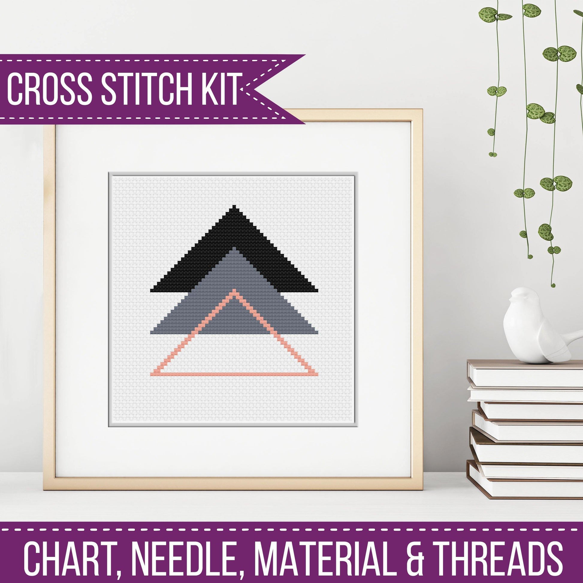 Abstract Triangles Kit - Blackwork Patterns & Cross Stitch by Peppermint Purple
