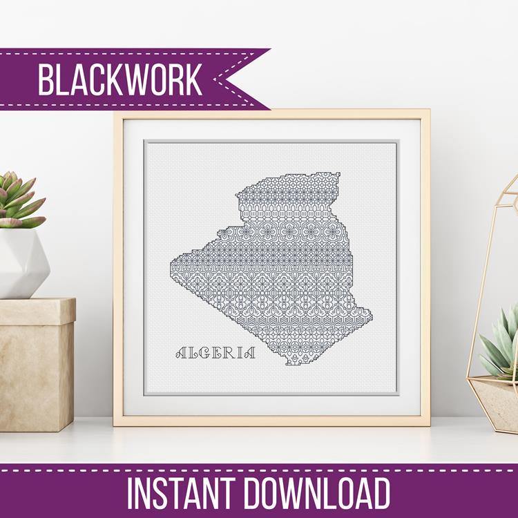 Algeria Blackwork Pattern - Blackwork Patterns & Cross Stitch by Peppermint Purple