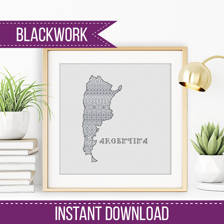 Argentina Blackwork Pattern - Blackwork Patterns & Cross Stitch by Peppermint Purple