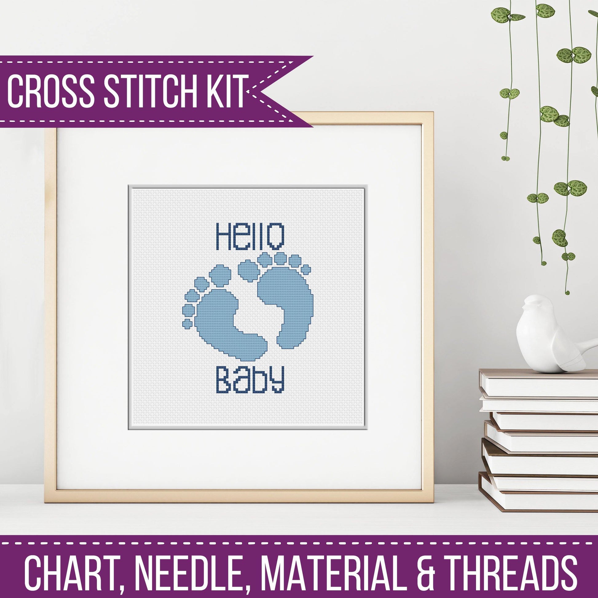 Baby Boy Cross Stitch Kit - Blackwork Patterns & Cross Stitch by Peppermint Purple