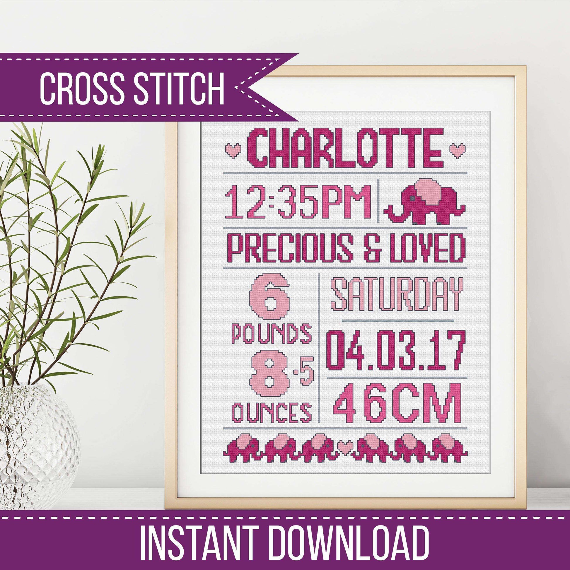Baby Girl - Blackwork Patterns & Cross Stitch by Peppermint Purple