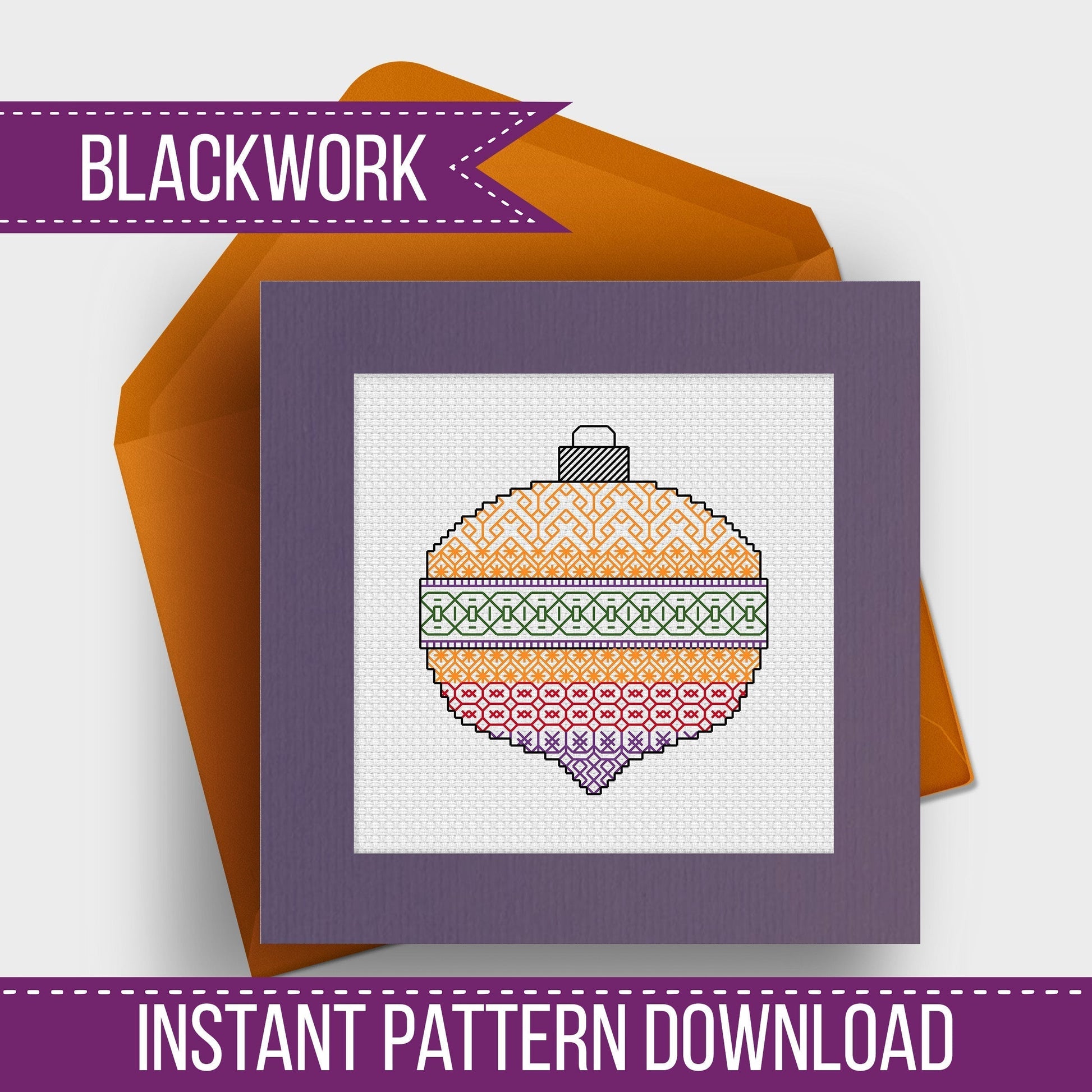 Bauble Card - Blackwork Patterns & Cross Stitch by Peppermint Purple