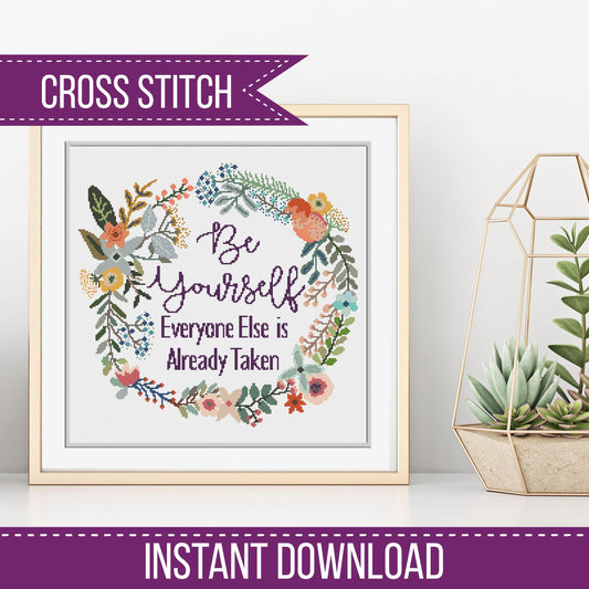 Be Yourself counted Cross-Stitch Chart - Blackwork Patterns & Cross Stitch by Peppermint Purple