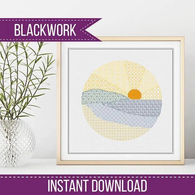 Beach blackwork Chart - Blackwork Patterns & Cross Stitch by Peppermint Purple