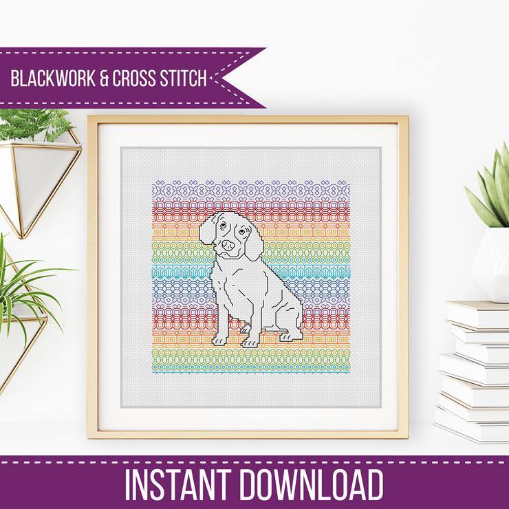 Beagle Blackwork - Blackwork Patterns & Cross Stitch by Peppermint Purple