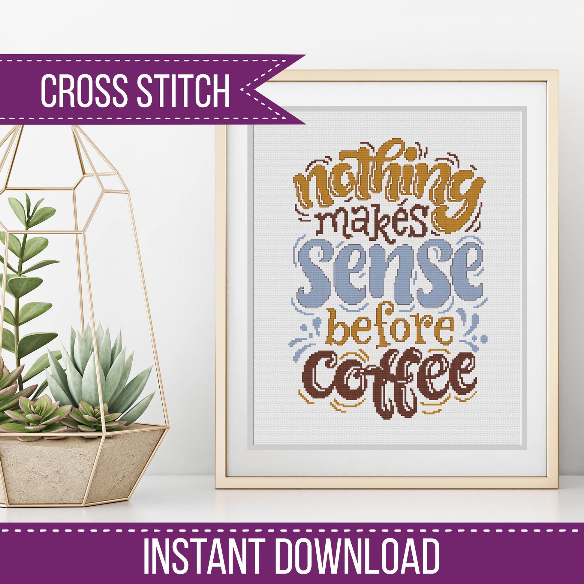 Before Coffee - Blackwork Patterns & Cross Stitch by Peppermint Purple