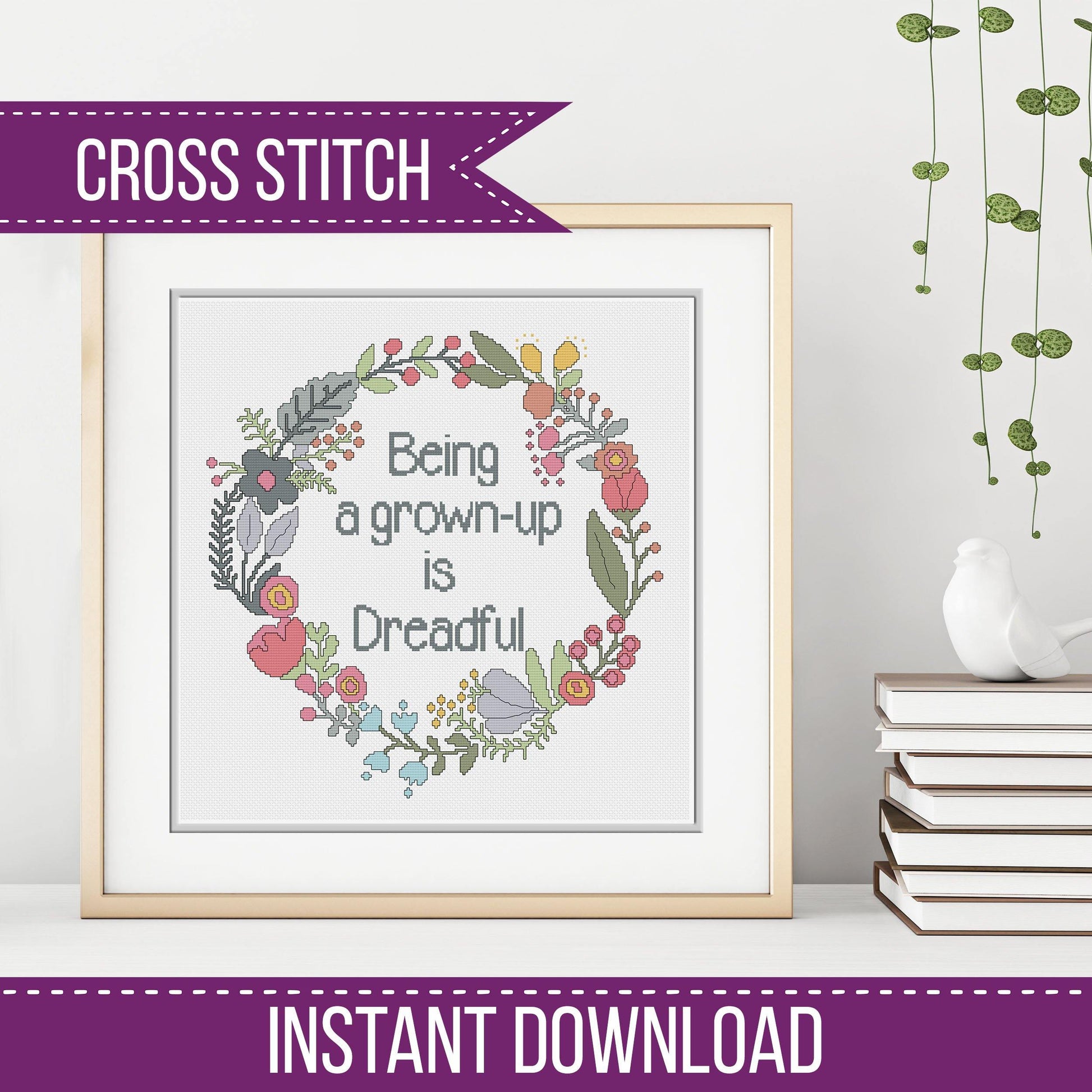 Being a Grown Up - Blackwork Patterns & Cross Stitch by Peppermint Purple