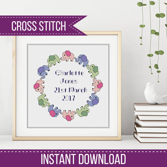 Birth Sampler Pattern - Blackwork Patterns & Cross Stitch by Peppermint Purple