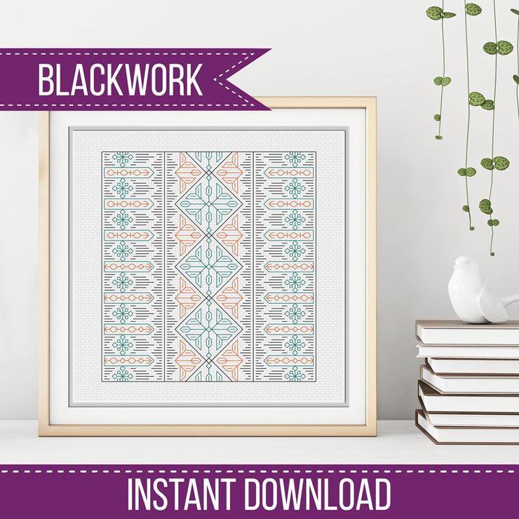 Blackwork Abstract Pattern - Blackwork Patterns & Cross Stitch by Peppermint Purple