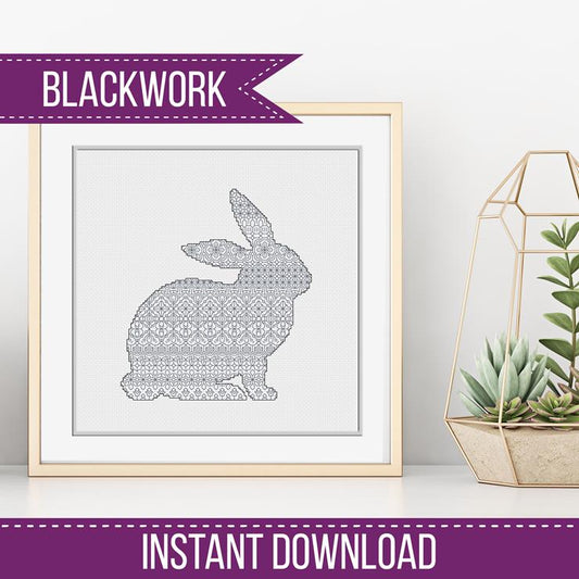 Blackwork Bunny Rabbit - Blackwork Patterns & Cross Stitch by Peppermint Purple
