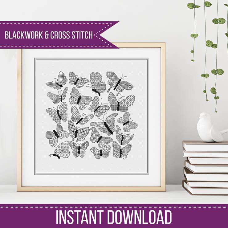 Blackwork Butterflies - Blackwork Patterns & Cross Stitch by Peppermint Purple
