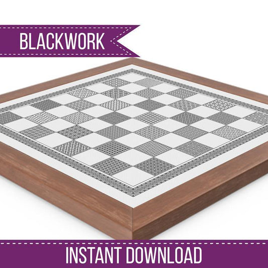 Blackwork Chessboard - Blackwork Patterns & Cross Stitch by Peppermint Purple