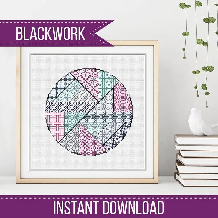 Blackwork Circular Pattern - Blackwork Patterns & Cross Stitch by Peppermint Purple