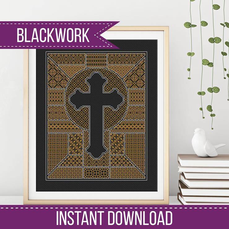 Blackwork Cross - Blackwork Patterns & Cross Stitch by Peppermint Purple