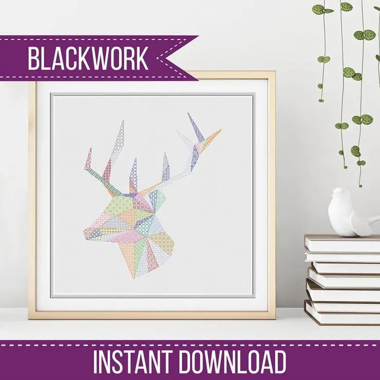 Blackwork Deer Pattern - Blackwork Patterns & Cross Stitch by Peppermint Purple