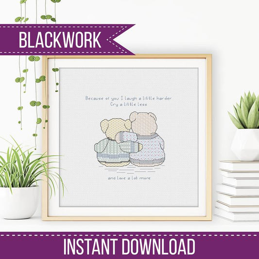 Blackwork Friendship Bears - Blackwork Patterns & Cross Stitch by Peppermint Purple