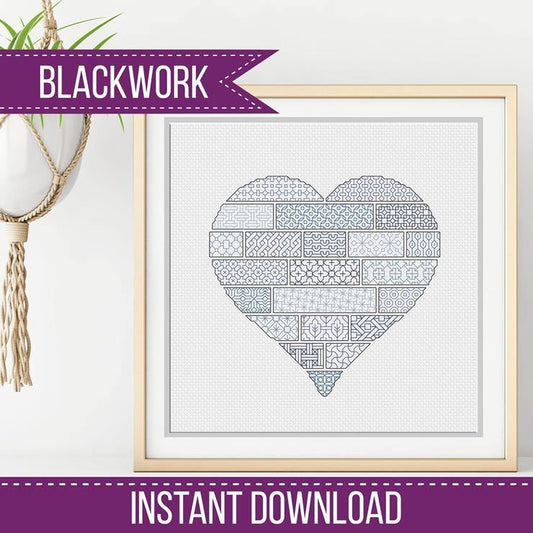 Blackwork Heart Pattern - Blackwork Patterns & Cross Stitch by Peppermint Purple