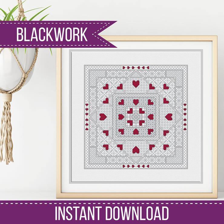 Blackwork Hearts Pattern - Blackwork Patterns & Cross Stitch by Peppermint Purple