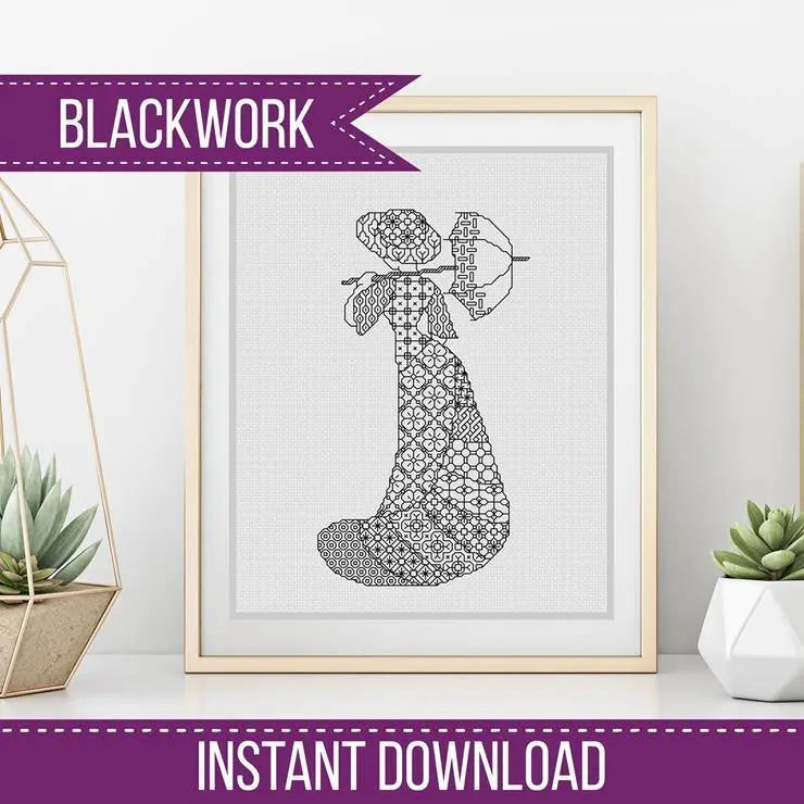 Blackwork Lady Pattern - Blackwork Patterns & Cross Stitch by Peppermint Purple