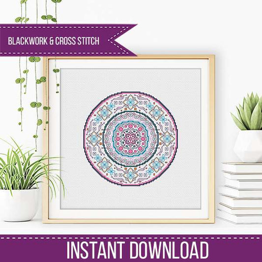 Blackwork Mandala 1 - Blackwork Patterns & Cross Stitch by Peppermint Purple