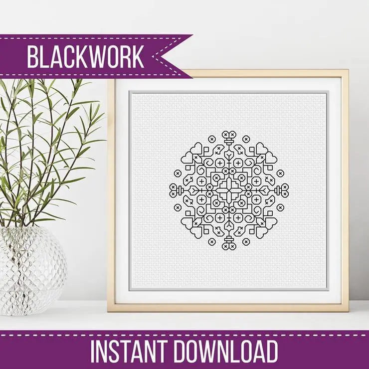 Blackwork Mandala Chart - Blackwork Patterns & Cross Stitch by Peppermint Purple