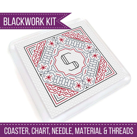 Blackwork Moroccan Coaster Kit - Blackwork Patterns & Cross Stitch by Peppermint Purple