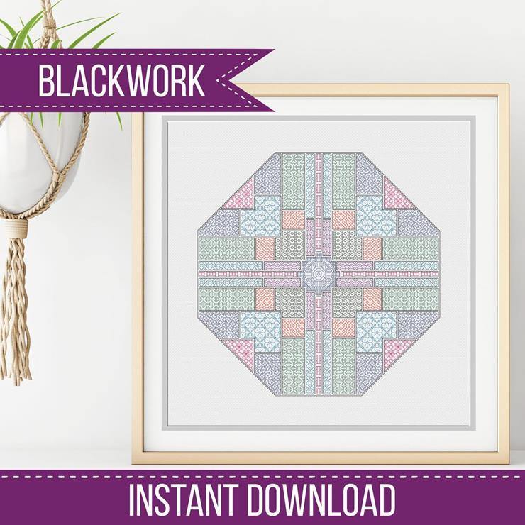Blackwork Octagon Pattern - Blackwork Patterns & Cross Stitch by Peppermint Purple