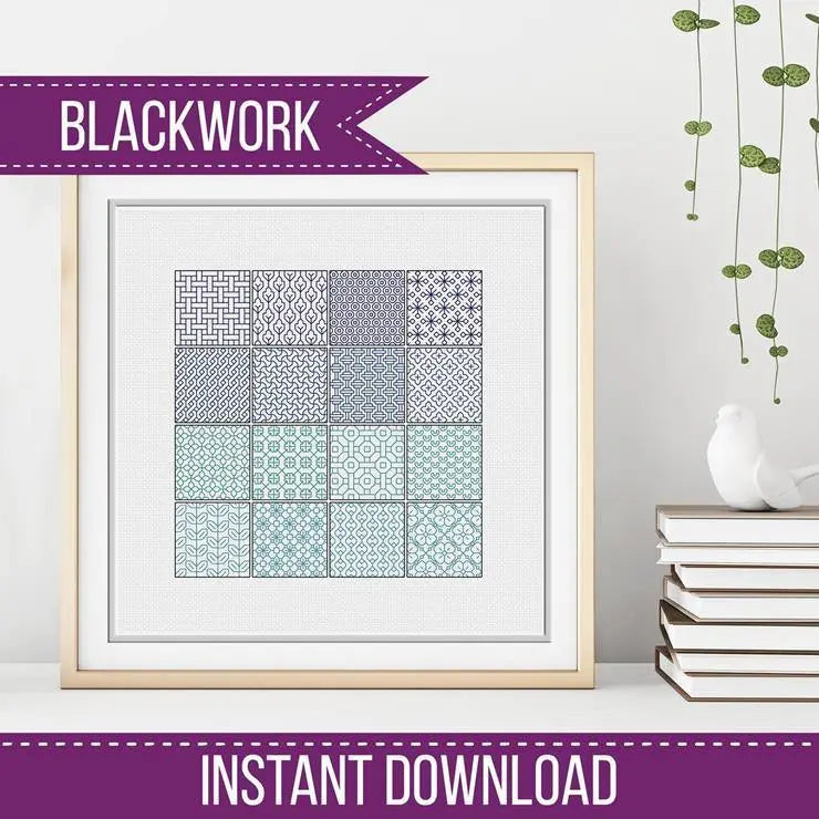 Blackwork Sampler Pattern - Blackwork Patterns & Cross Stitch by Peppermint Purple