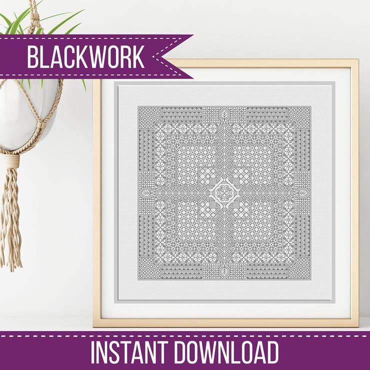 Blackwork Square Pattern - Blackwork Patterns & Cross Stitch by Peppermint Purple