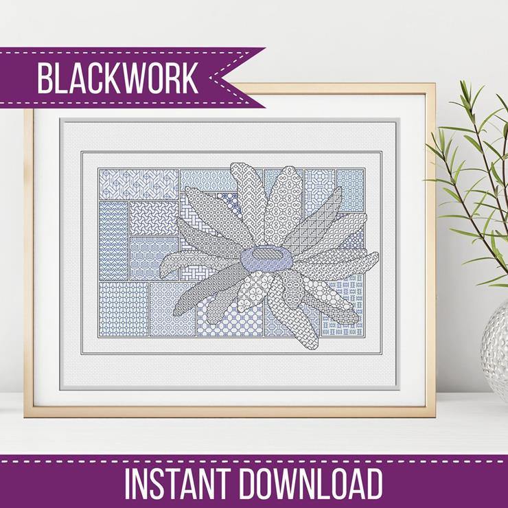Blackwork Sunflower - Blackwork Patterns & Cross Stitch by Peppermint Purple