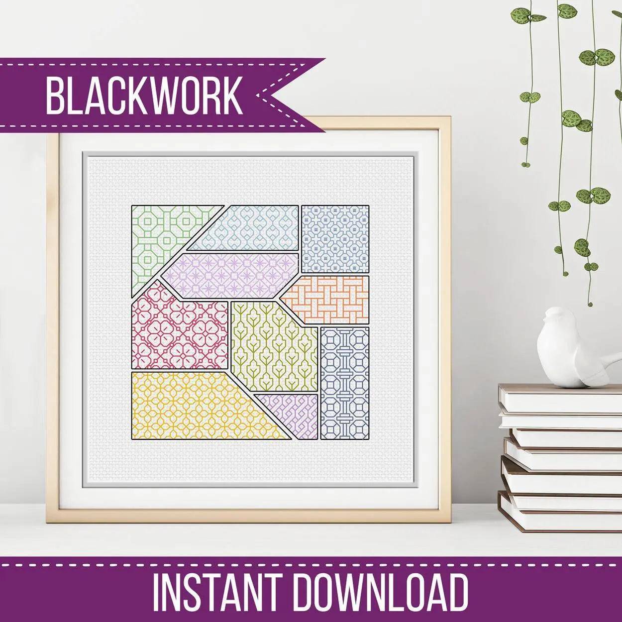 Blackwork Tangram Pattern - Blackwork Patterns & Cross Stitch by Peppermint Purple