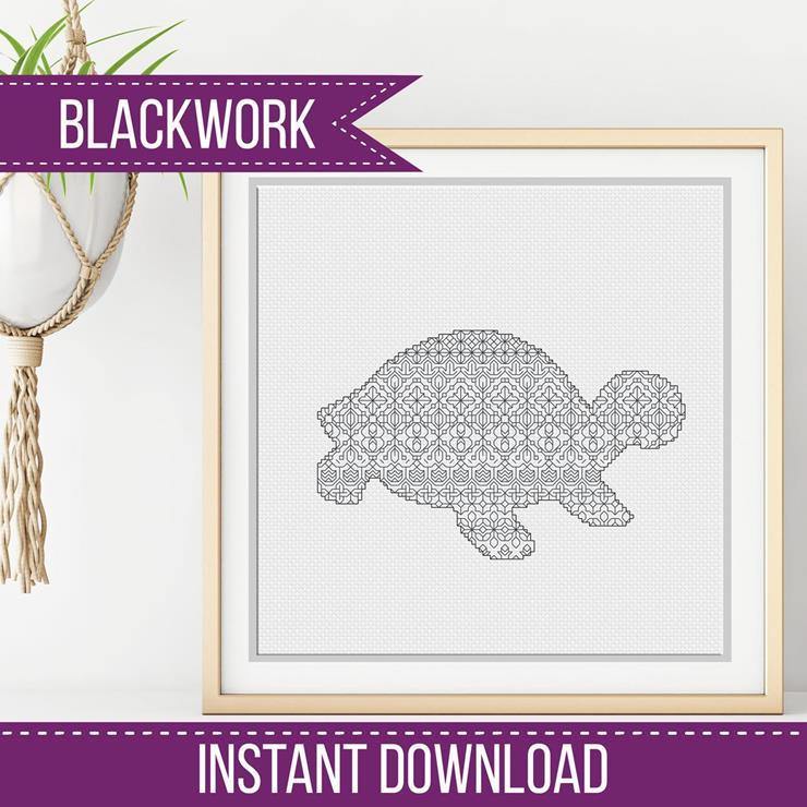 Blackwork Turtle - Blackwork Patterns & Cross Stitch by Peppermint Purple