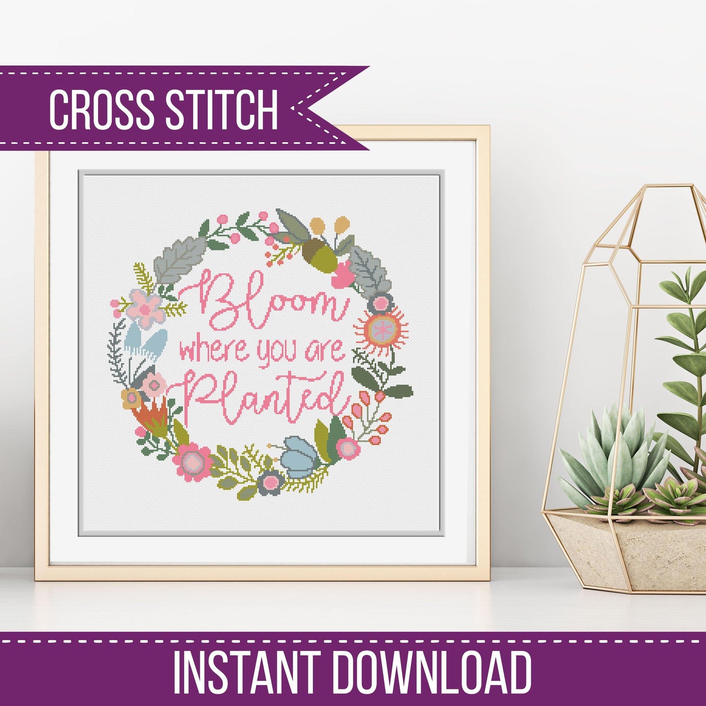 Bloom where you are planted - Blackwork Patterns & Cross Stitch by Peppermint Purple