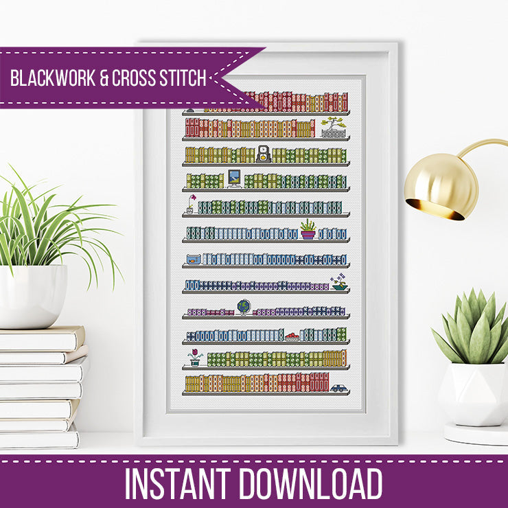 Books Daily Temperature Chart - Blackwork Patterns & Cross Stitch by Peppermint Purple