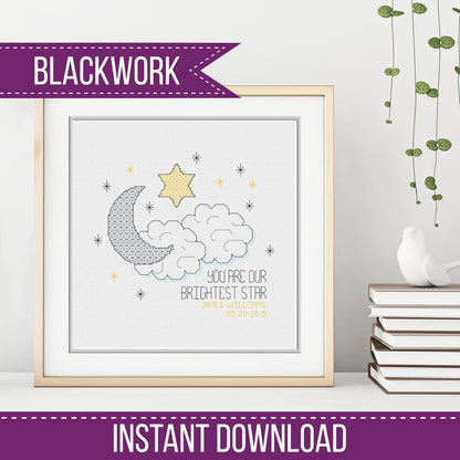 Brightest Star Blackwork - Blackwork Patterns & Cross Stitch by Peppermint Purple
