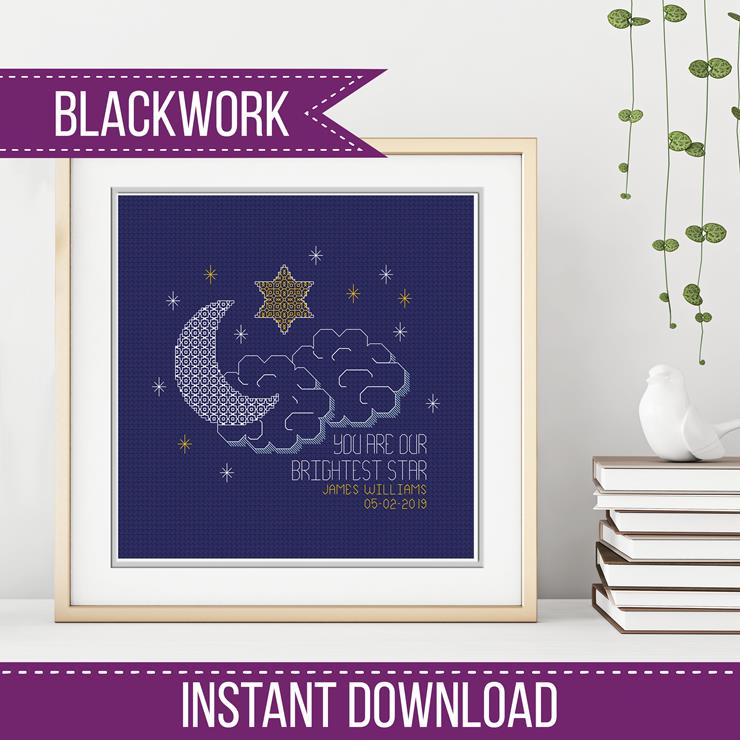 Brightest Star Blackwork - Blackwork Patterns & Cross Stitch by Peppermint Purple