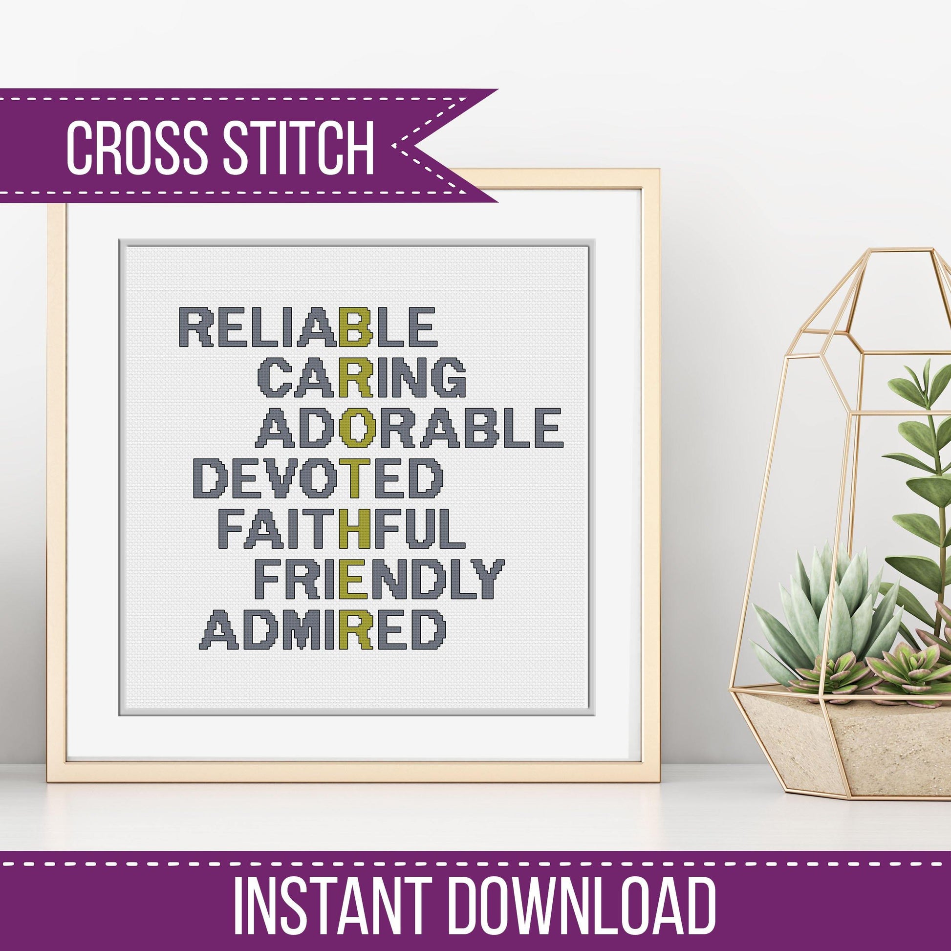 Brother Acrostic - Blackwork Patterns & Cross Stitch by Peppermint Purple