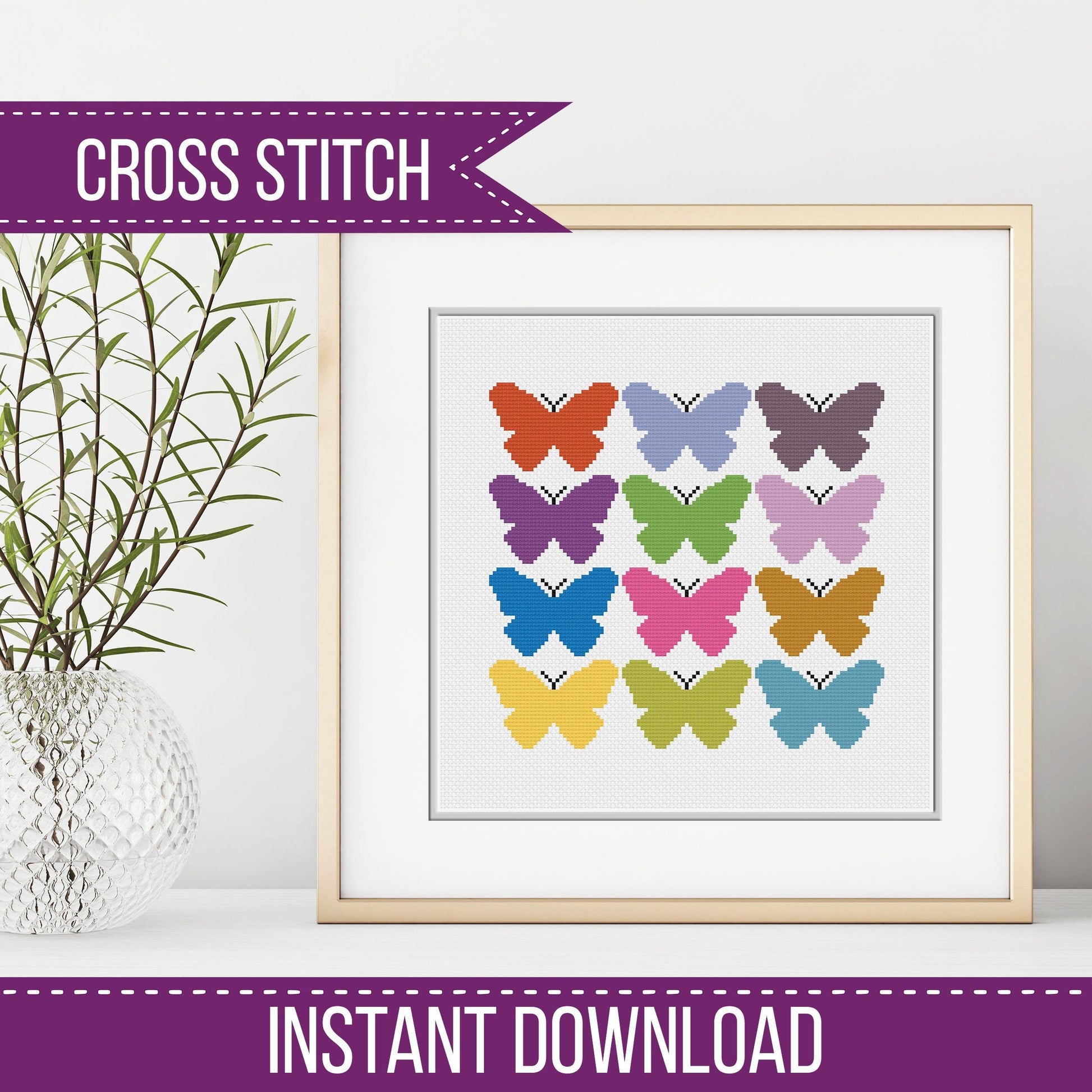 Butterfly - Blackwork Patterns & Cross Stitch by Peppermint Purple
