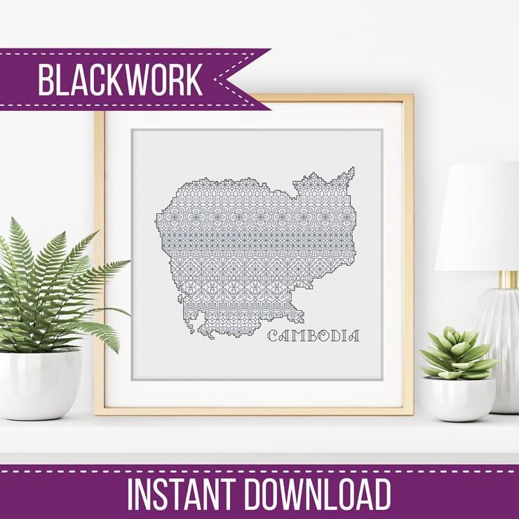 Cambodia Blackwork - Blackwork Patterns & Cross Stitch by Peppermint Purple
